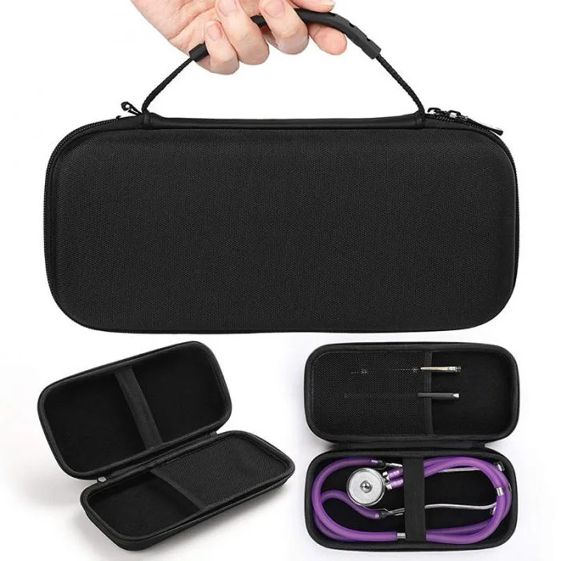 Hard Medical EVA Carrying Storage Case Shell Bag Mesh Pocket Stethoscope Accessory Box Pouch for Health Monitor Instrument A1