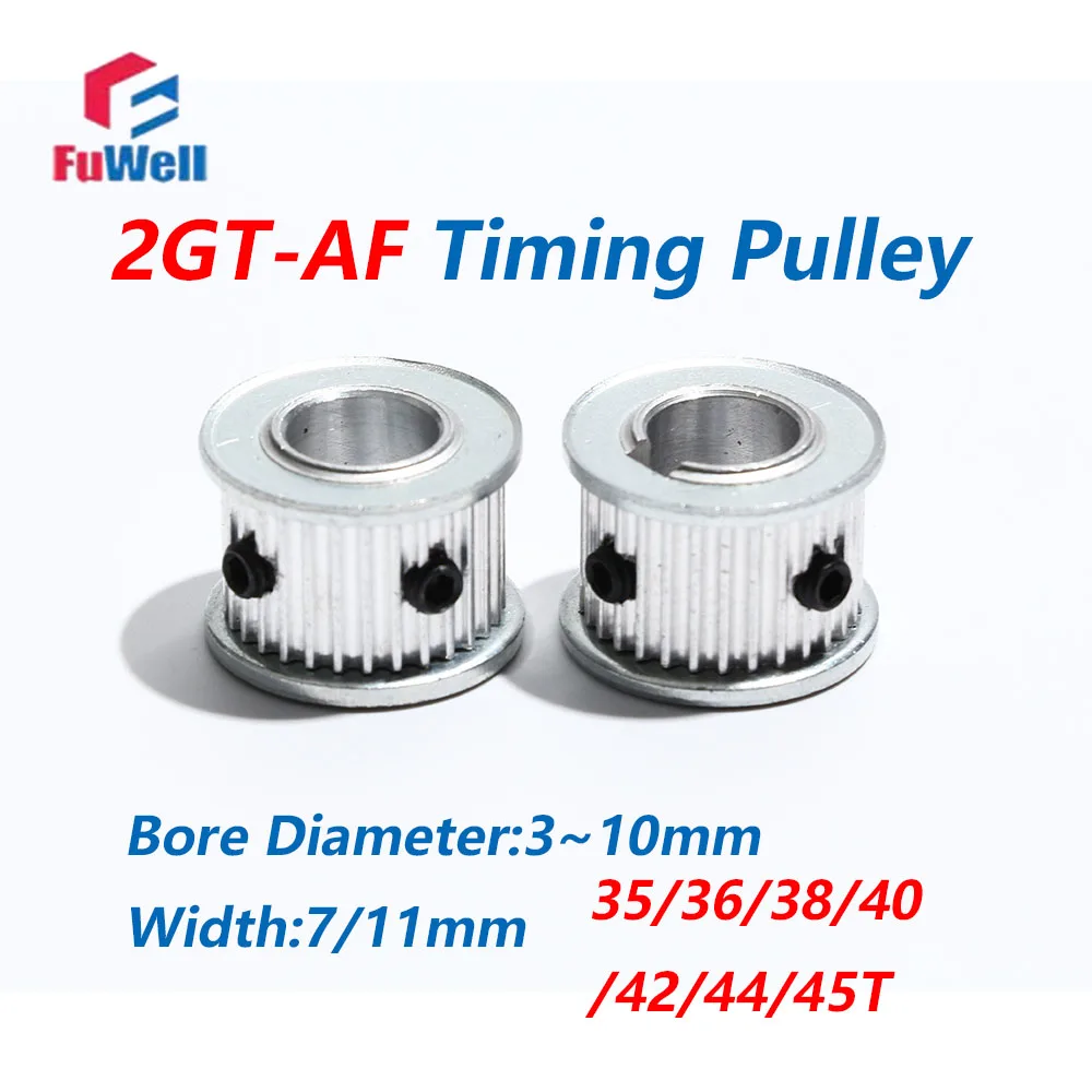 FuWell 2GT-AF Type 35/36/38/40/42/44/45T Timing Pulley 7/11mm Belt Width 4/5/6/6.35/7/8/10/12/14/15mm Bore GT2 Transmission Gear