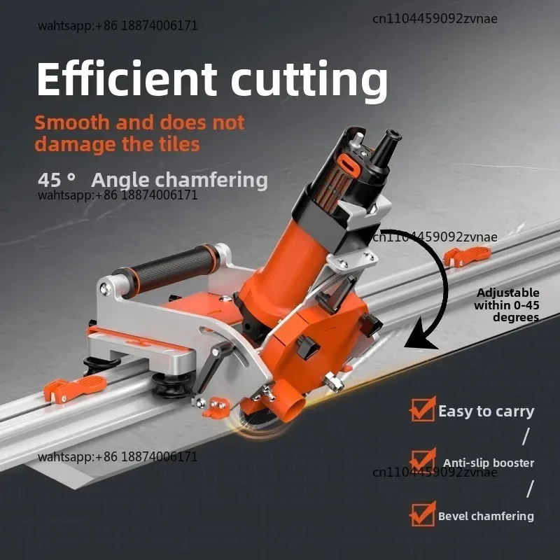 Electric track tile cutting machine, rock slab stone floor tile multi-functional 45-degree chamfer straight cutting machine