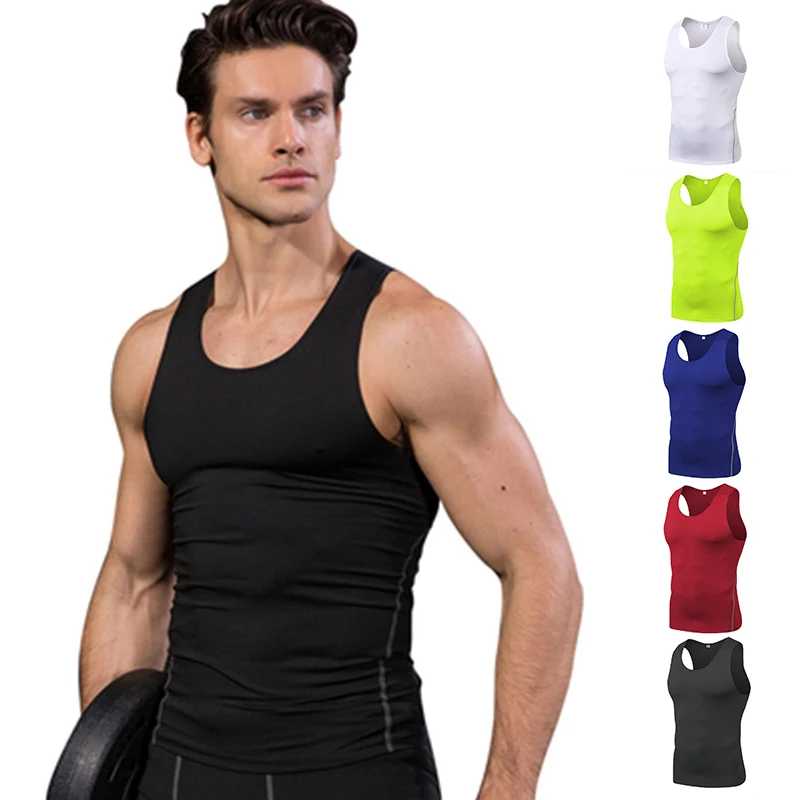 Men Gym Tank Top Compression Sleeveless Shirt Quick Dry Fitness Bodybuilding Tank Top Breathable Basketball Vest Man Clothes