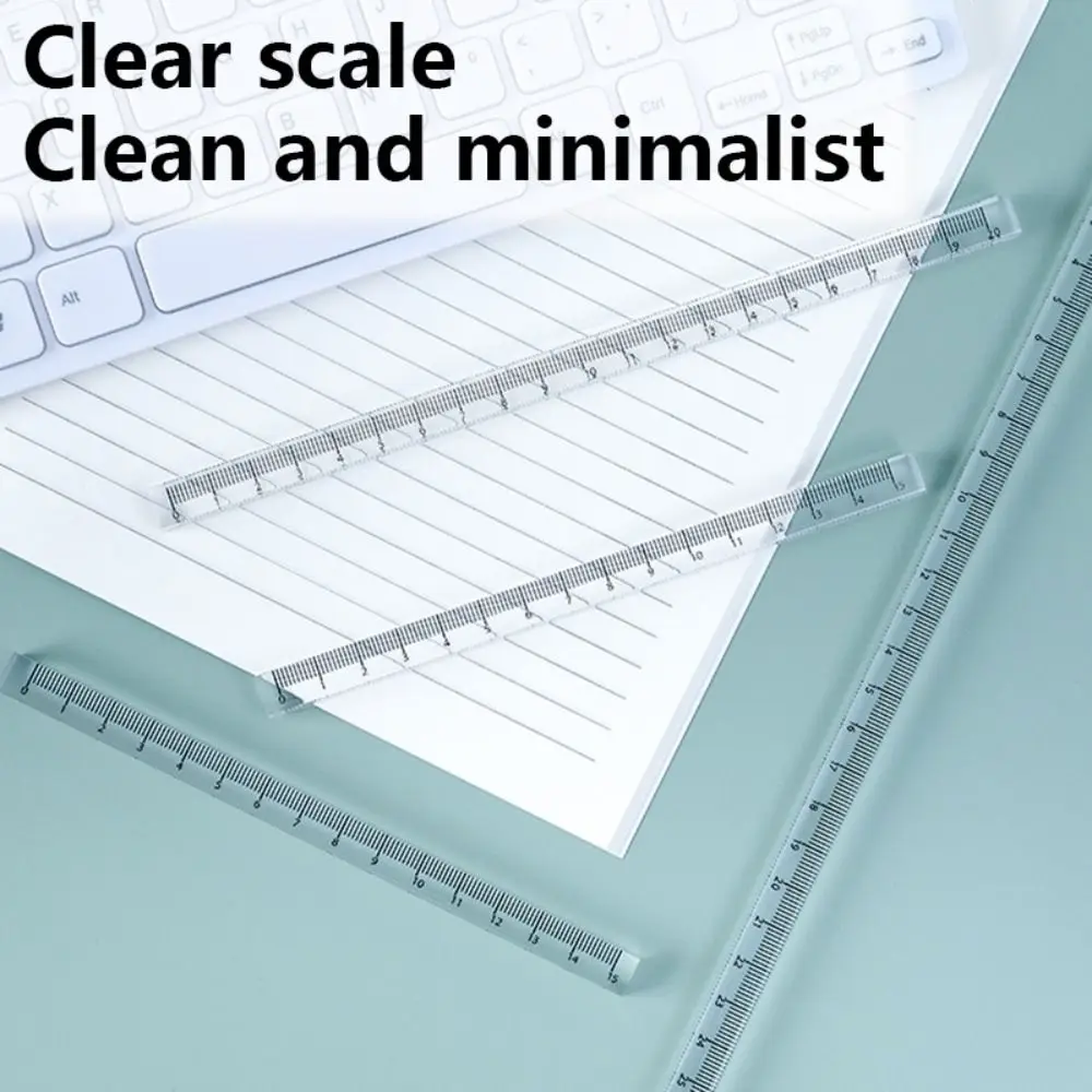 Creative 15/20/30CM Straight Ruler Transparent Acrylic Scale Ruler Cube Ruler School Office Supplies