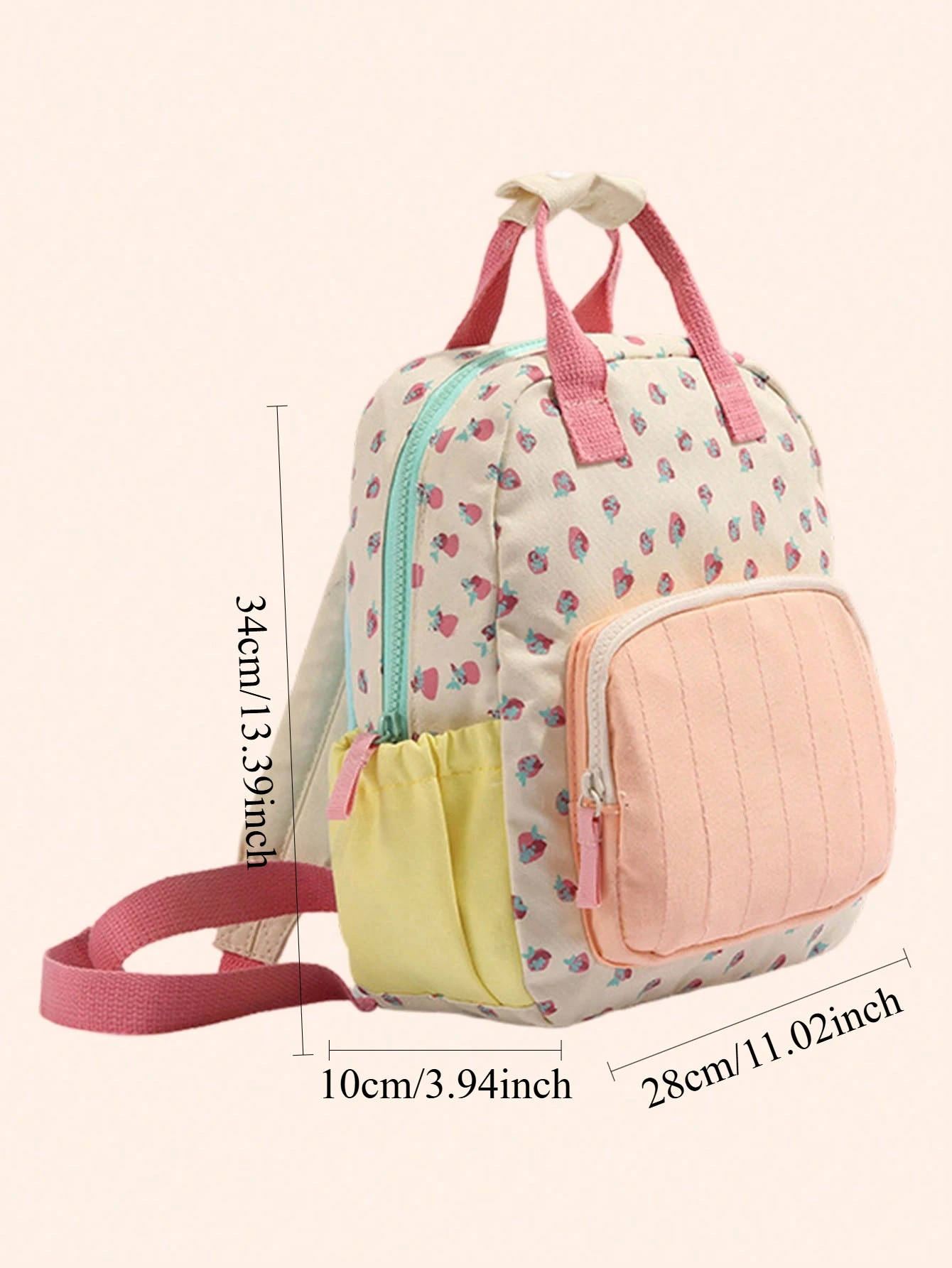Cute Strawberry Kids Backpack Custom Embroidery Name School Bag for Girls Toddler Canvas Rucksack Kindergarten Children Book Bag