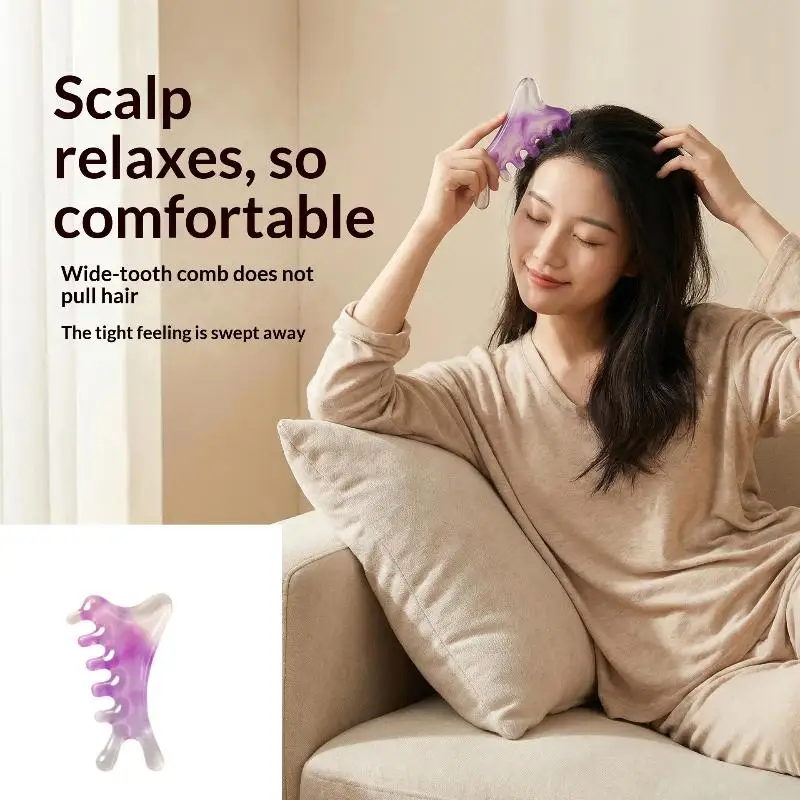 Resin Multifunctional 4 In 1 Massage Comb Scraping Head Therapy Facial Muscle Pulling Collaterals Head Meridian Comb