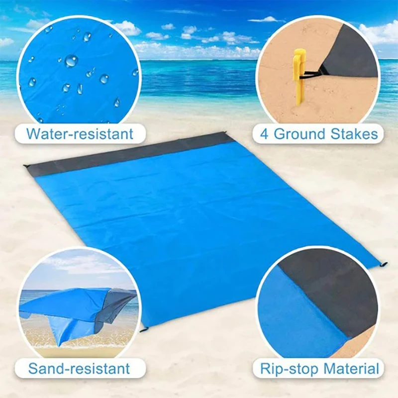 Waterproof Beach Mat Extra Large Outdoor Camping Mat Blanket Folding Sand Free Pocket Mattress Portable Lightweight Picnic Mat