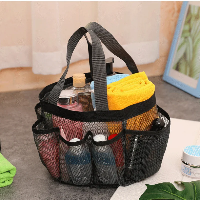 Handheld Shower Basket, Shower Bag, Foldable Mesh Fitness Swimming Storage Bag, Large Capacity Portable Beach Bag