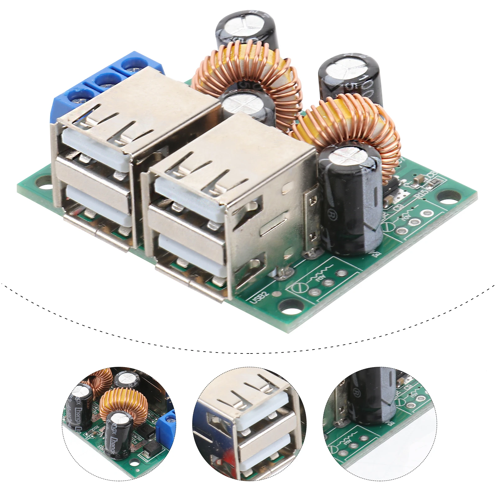 

Dc 9V 12V 18V 20V To 5V 6A Power Adjustable Voltage Regulator High Efficiency Stabilized Output 4 Usb Ports Compact Size