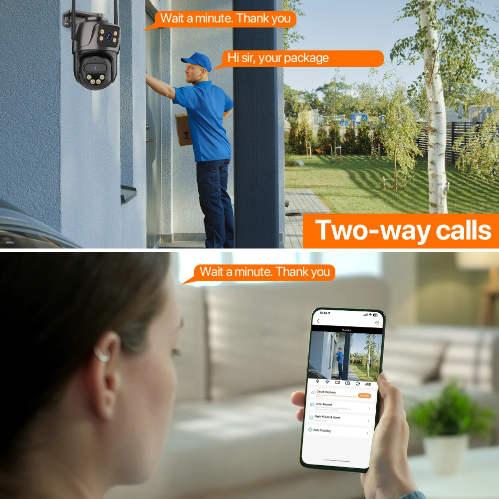 كاميرا أمان لاسلكية خارجية ، 3 عدسات ، PTZ ، IP ، 6K ، HD ، WiFi ، شاشة مزدوجة ، تتبع تلقائي ، CCTV iCsee ، 4K ، 8mp ، 8x Zoom