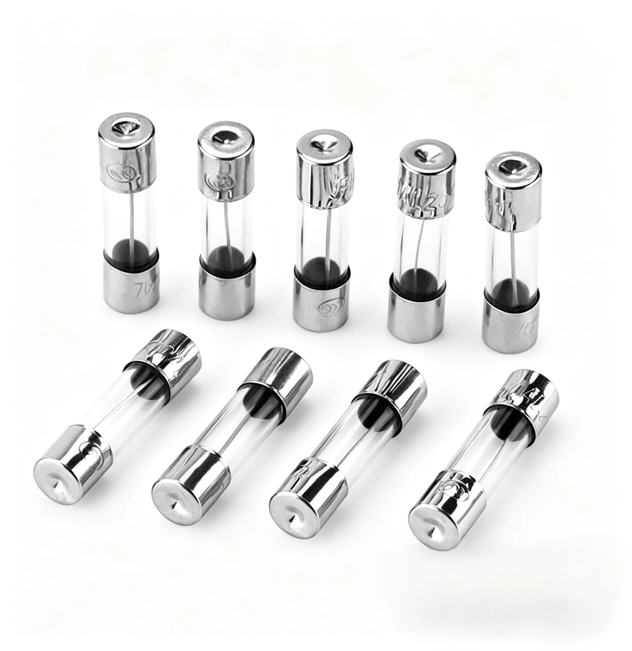 Lote de 10/20 fusibles de tubo de vidrio de acción rápida 5x20mm 250V 100 200 250 315 500 630 750 1 2 3.15 5 6.3 20 25A 30 AMP