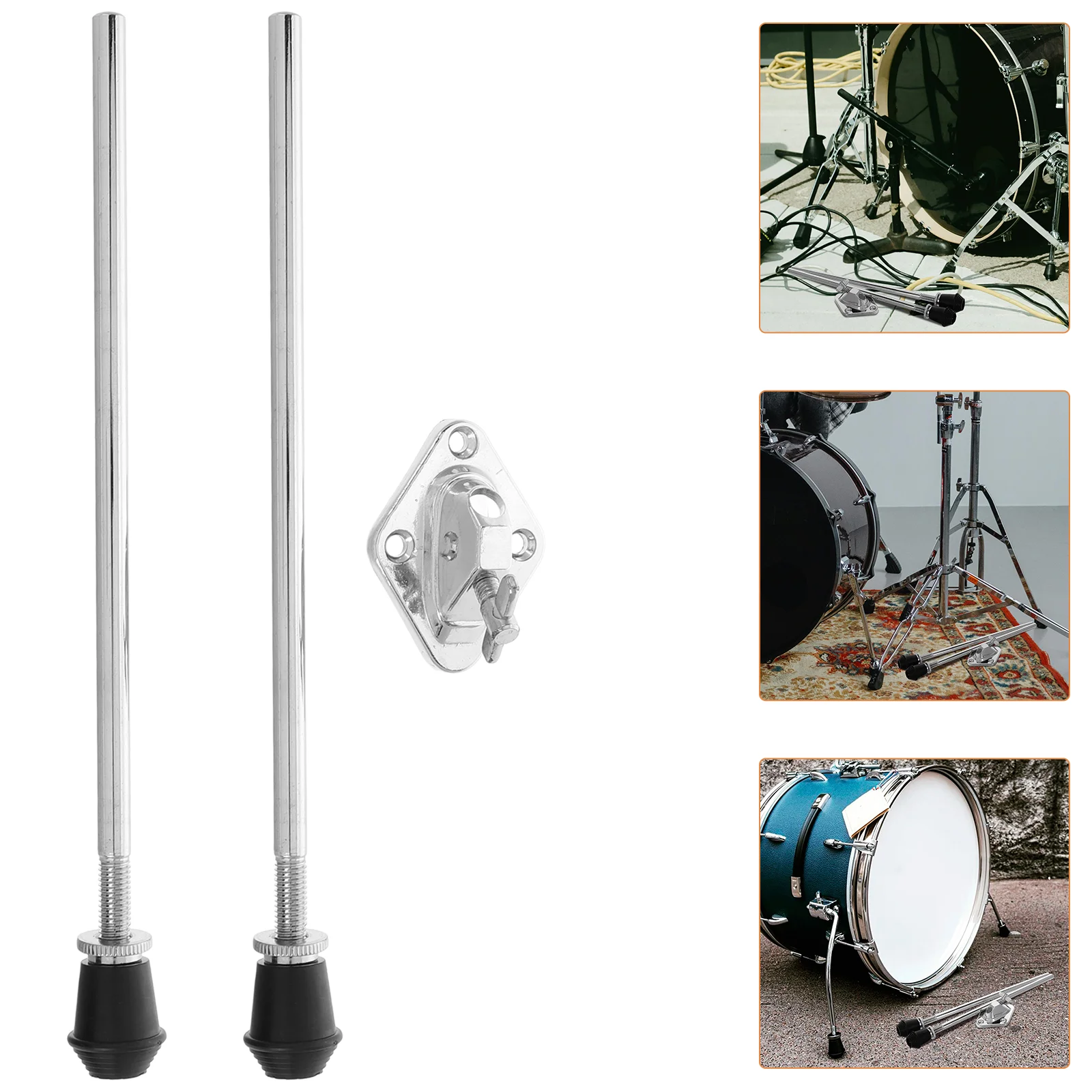 2 Sets Metal Drum Set Accessory Percussion Metal Bass Drum Legs Anti-Skid Floor Tom Leg Clamp Holder for Drum Instrument Accesso