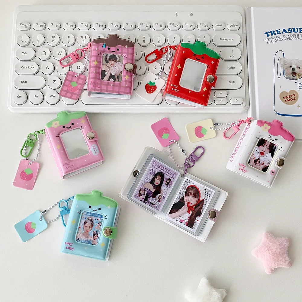 

Ins Original Mini Milk Bottle Keychain Photo Album Cute 1/2 Inch Pocket Size for Kpop Cards & ID Photo Storage