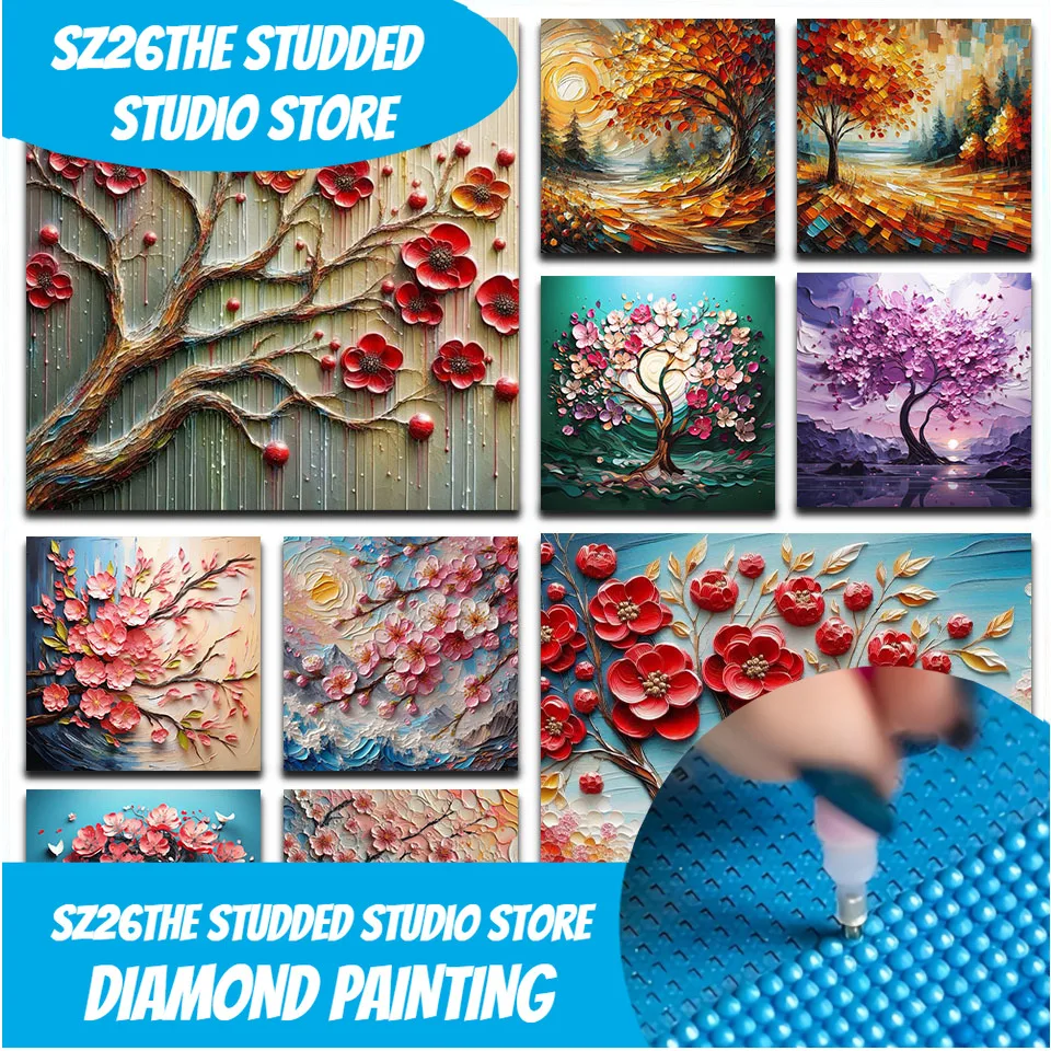 Sz26Diamant-Gemälde mit Nieten, Kunst zum Selbermachen, Baum des Lebens, 2026, Diamant-Mosaik-Set, 5D und runde Strasssteine, handgefertigt, Kreuzstich-Ho