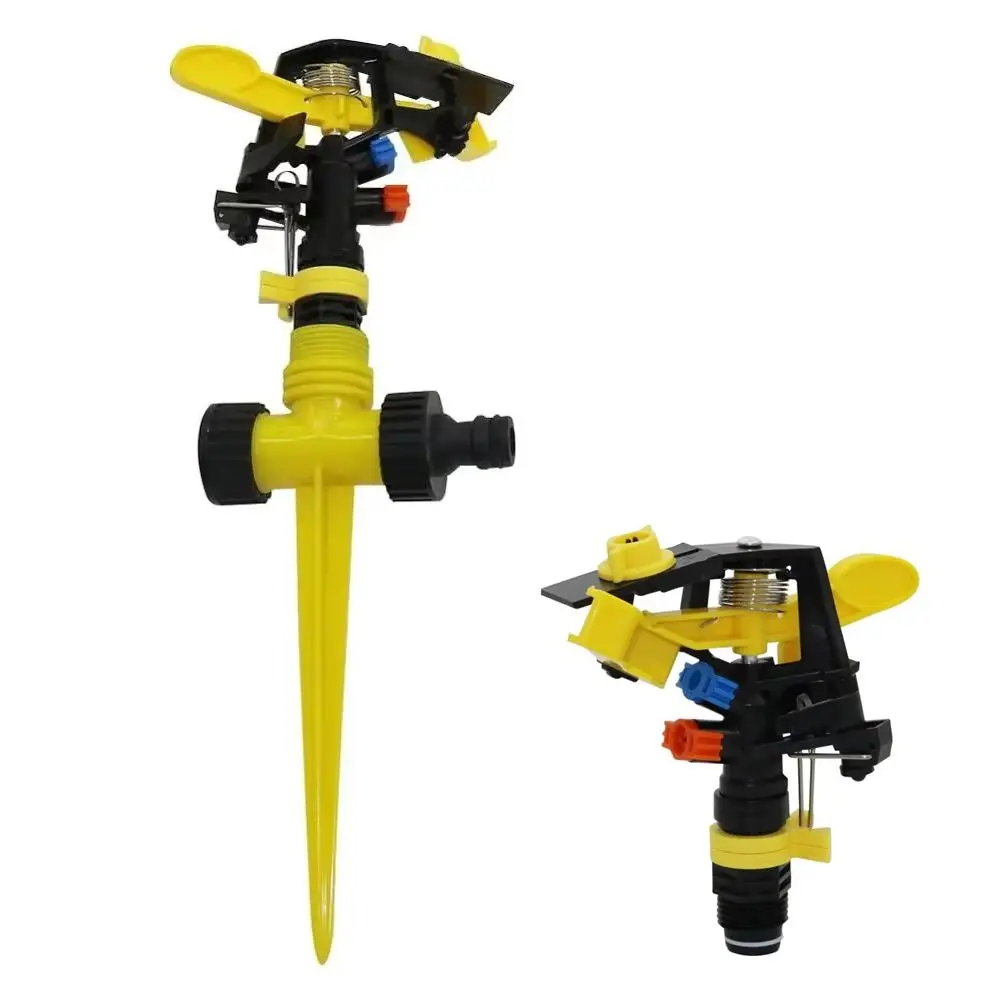Adjustable Impact Sprinkler 360 Degrees Rotary Jet Rotary Watering Nozzle Spiked Watering Nozzle Garden Sprinkler Agriculture