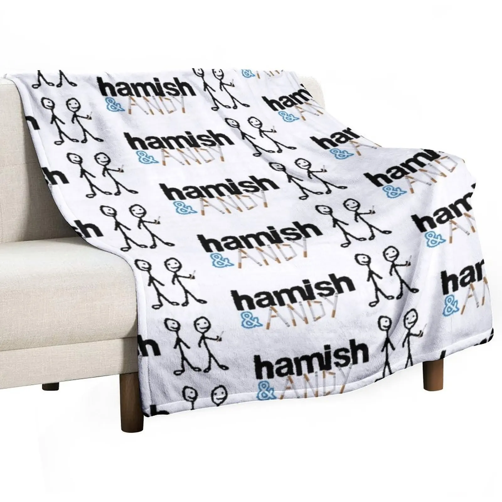 

Hamish and Andy (cigarette smoker) Throw Blanket Bed linens Hairy Blankets