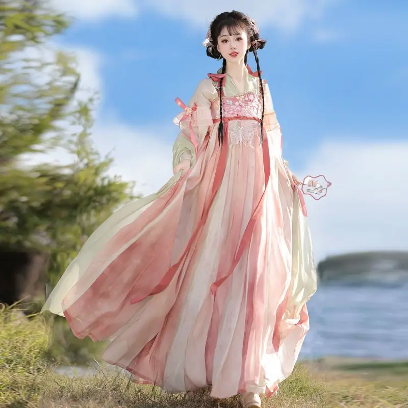 

Tang Dynasty Hanfu - Women's High-Chested Chinese Costume Original Han Elements Flowy Ancient Style Chinese Dress Woman