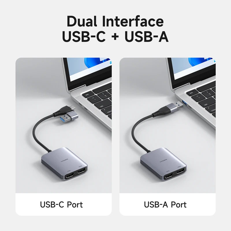 Hagibis adattatore compatibile da USB-A/C a HDMI convertitore doppio Monitor MST triplo Display compatibile con Laptop M1/M2/M3 Windows Mac