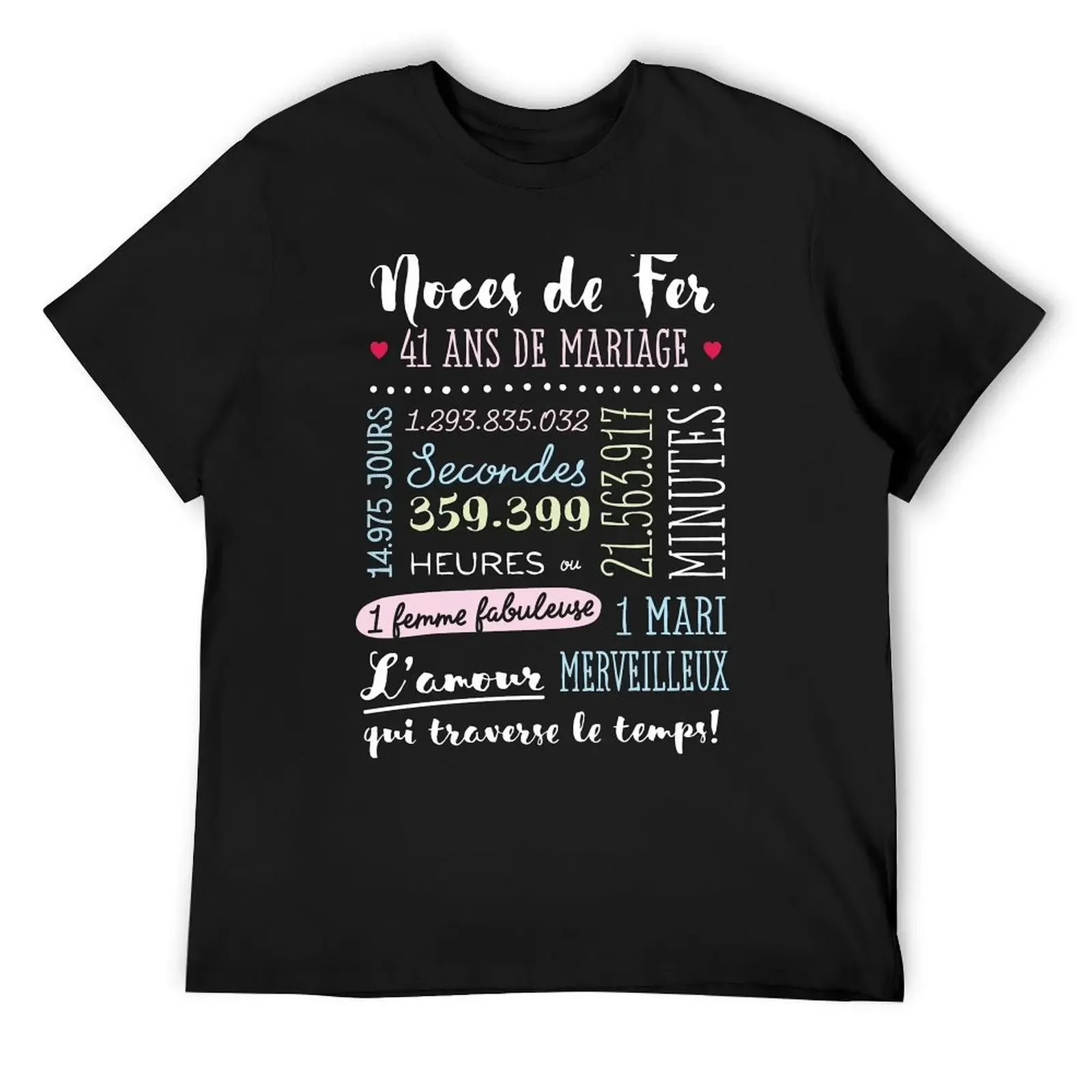 Cadeau 41 ans de mariage pour couple - Noces de Fer T-Shirt vintage t shirts vintage Men's cotton t-shirt