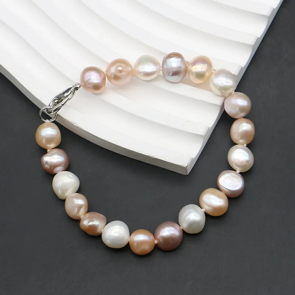Mixed-Color Natural Freshwater Baroque Pearl Bracelet With Lobster Clasp 18cm Length Fashionable Women's Unique Jewelry Gift