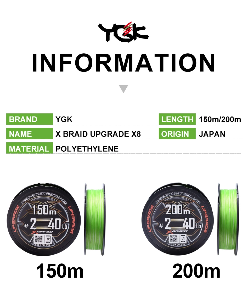 Original YGK X BRAID UPGRADE X8 PE Fishing Line 8 Braided Japan Quality PE Line #0.6-#4 14LB 16LB 22LB 25LB 30LB 40LB 50LB
