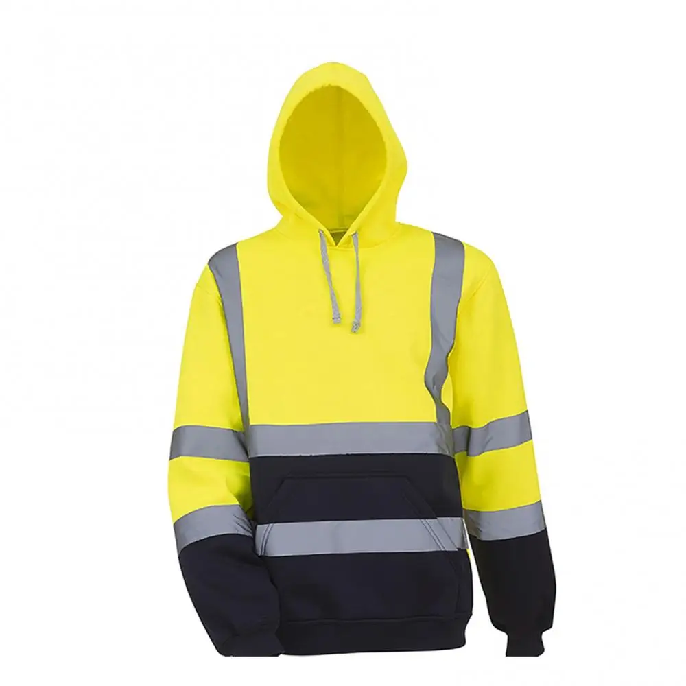 Long Sleeve Pullover Top Hoodie Men Sweatshirt Reflective High Visibility Coat