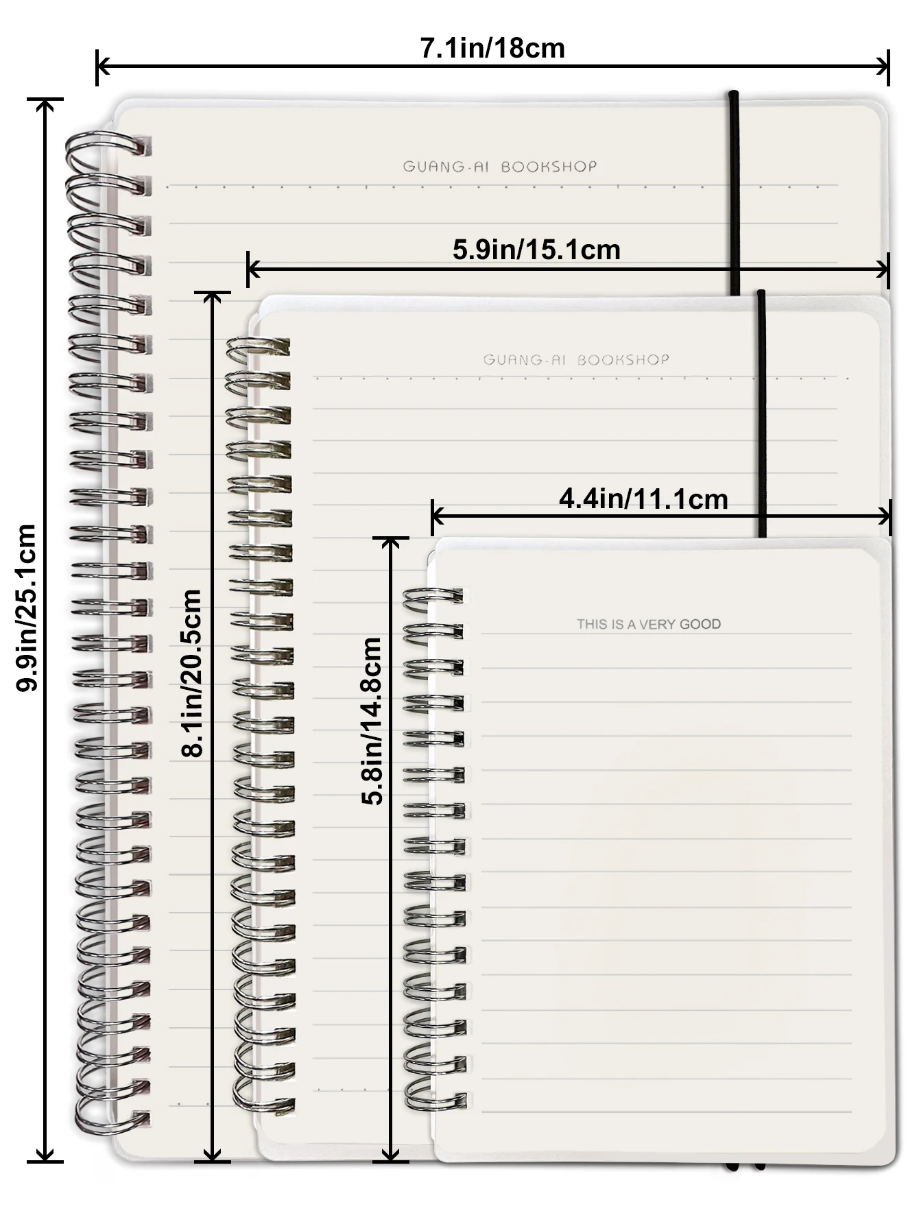 College Transparent Hardcover Spiral Notebooks，140 pages (70 sheets) Horizontal Line Inset for Travel, School and Home