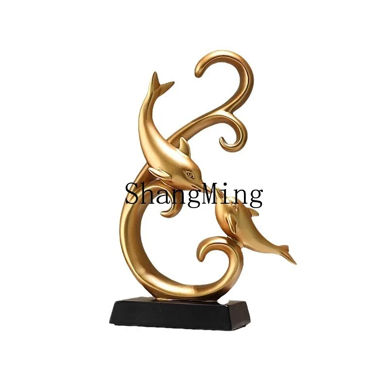 

PYH creative dolphin wine cabinet ornament high-end living room TV cabinet decoration entrance decoration
