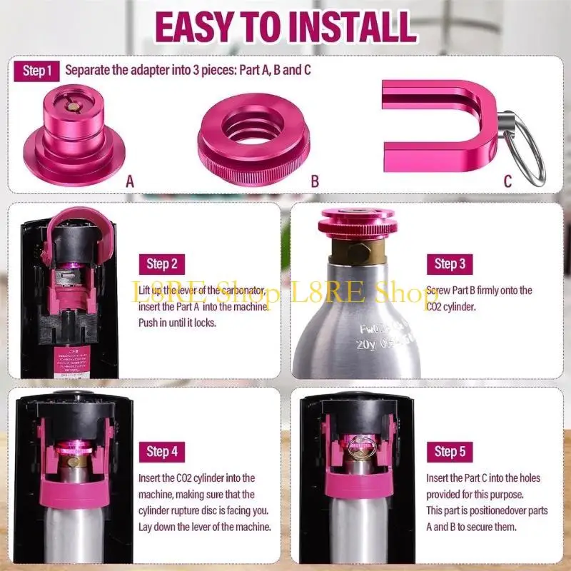 L8RE CO2 Quick Adapter Upgraded for Sodas Water Bubbler Connecting CO2 Cylinder with TR21-4 Male Thread Sodas Maker Accessory