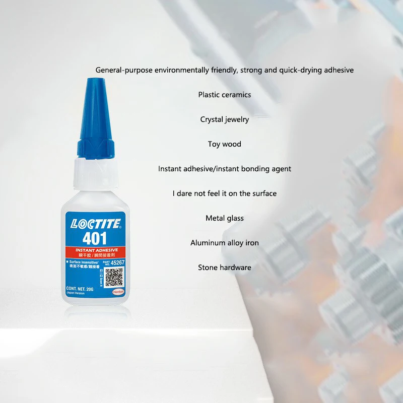 401 Super Pegamento Adhesivo universal de secado rápido diseñado específicamente para unir madera, plástico, caucho y reparar zapatos