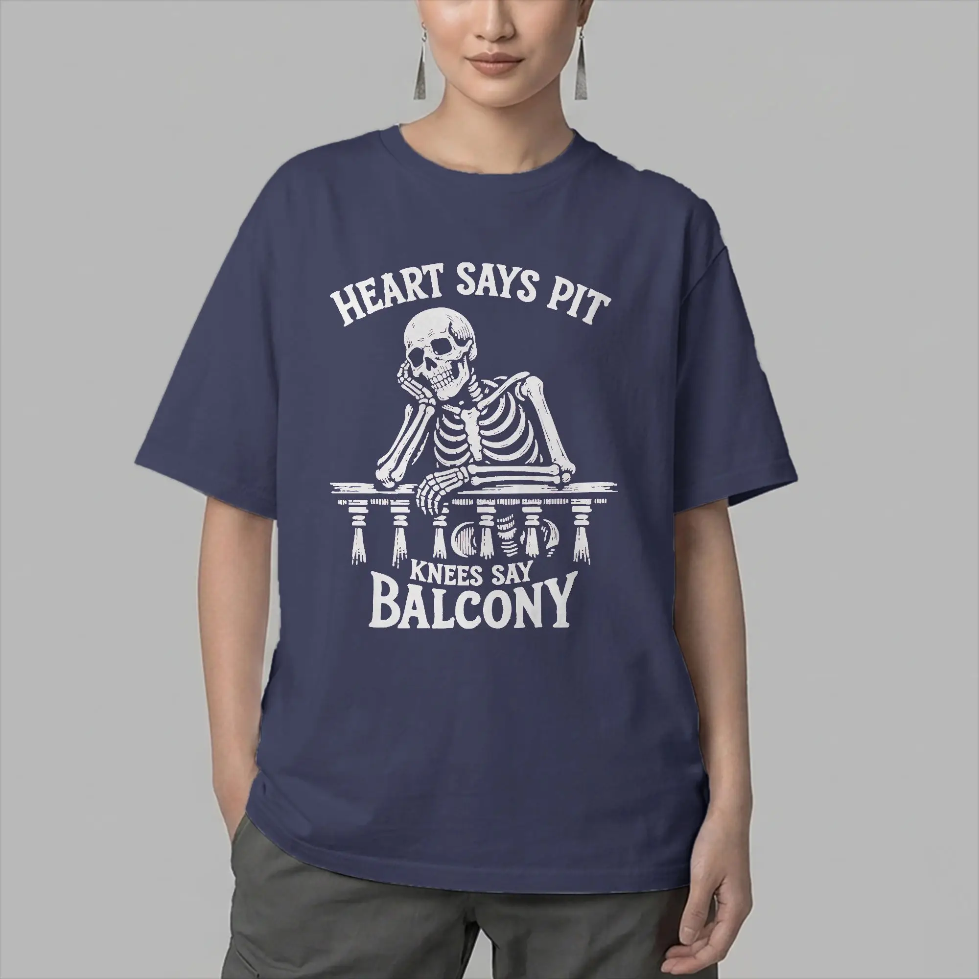 Funny Heart Says Pit Knees Say Balcony  T Shirts for Men Women Cotton Novelty T-Shirt Crew Neck Punk  Tees Short Sleeve Clothing