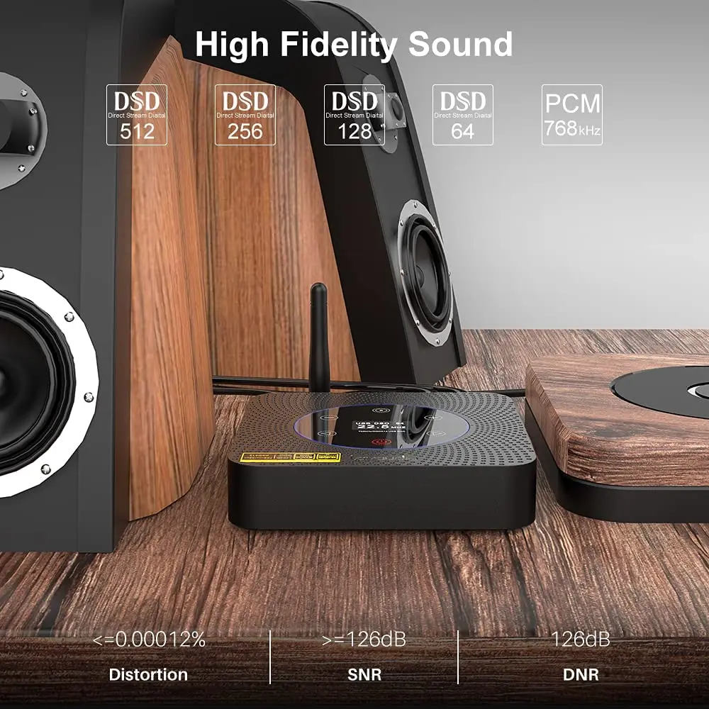 1Mii DS601 HiFi جهاز فك ترميز الصوت بلوتوث 5.0 LDAC سطح المكتب DAC ES9038Q2M * 2 USB XMOS DSD512 32Bit 768 كيلو هرتز أمبير مدخل بصري محوري