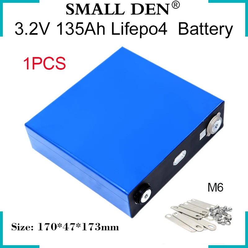 

1PCS New 3.2V 135Ah Lifepo4 Rechargeable Battery 3C High Power Cell DIY 12V 4S 24V E-car EV RV Home Solar Storage Inverter Yacht