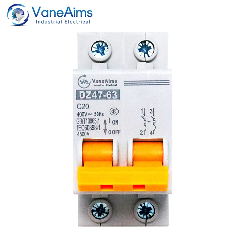 

AC 400V 2P PV MCB Solar Mini Circuit Breaker 6A 10A 16A 20A 25A 32A 40A 50A 63A Photovoltaic Overload Protection Air Switch