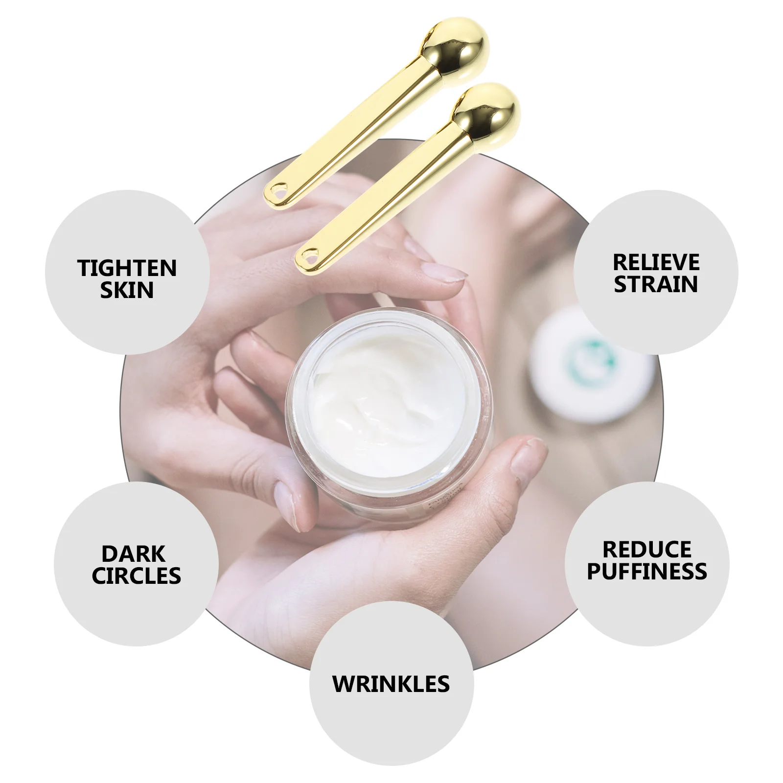 

2Pcs Portable Eye Massage Roller Convenient Eye Cream Applicator Relieve Puffiness Dark Circles Wrinkles Tighten Skin Facial