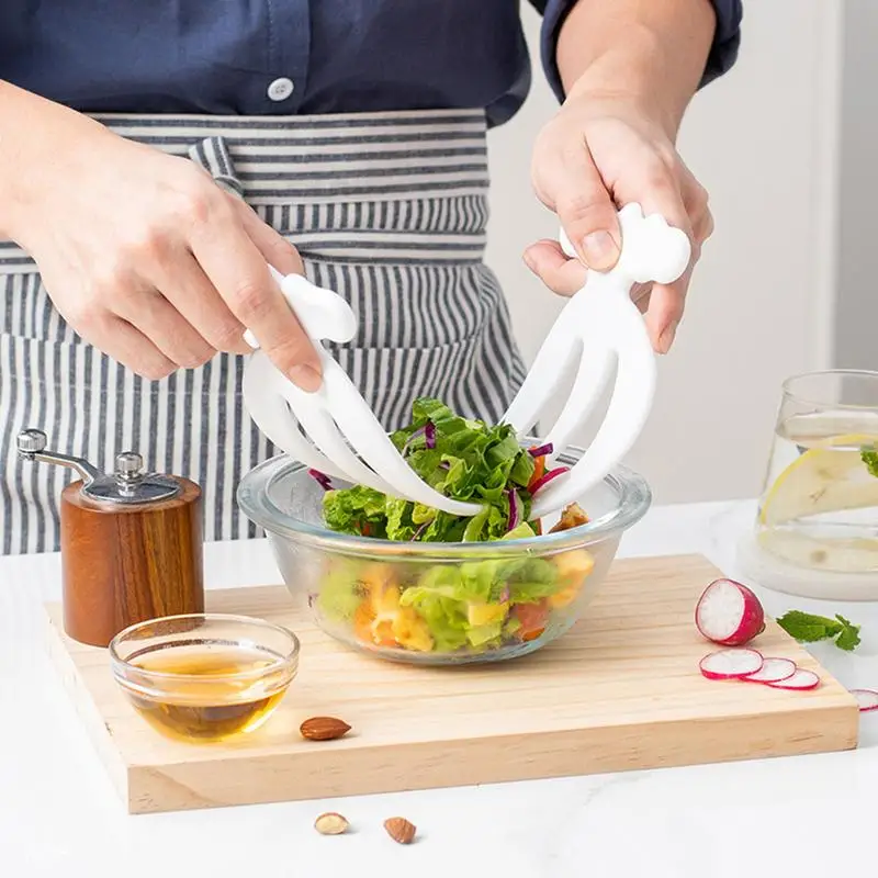 Mãos de salada ergonômica antiaderente, Colher criativa, Garfo de agitação, Utensílios de cozinha, Salada de mistura, Garra