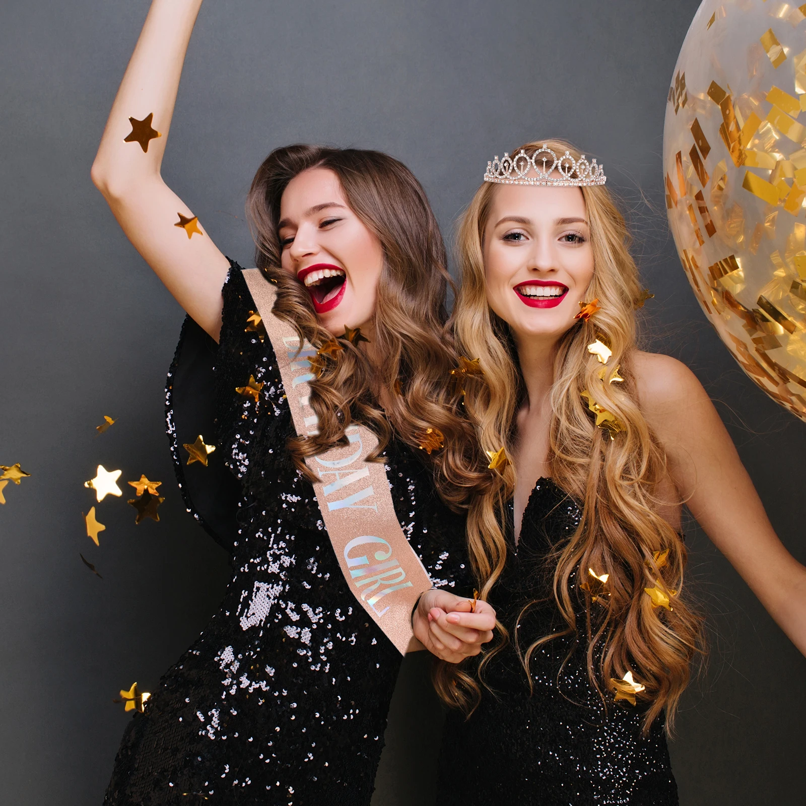 

1 Set Stunning Birthday Sash Crown Set Elegant Party Supplies Beautiful Cloth Sash Decoration