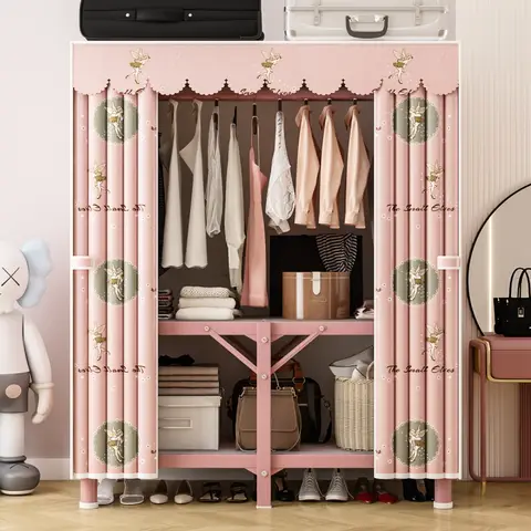 가정용 옷장, 침실, 설치 없음, 간단한 접이식 옷장, 임대실, 모든 강철 프레임, 튼튼하고 내구성이 뛰어난 옷장 Best5