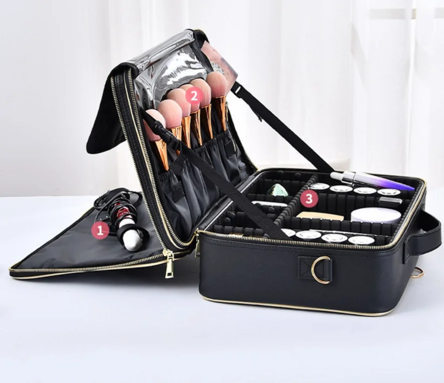 

Women Travel Cosmetic Bag beauty bag women makeup suitcase bag Make up case professional cosmetician bag 3 levels Makeup Bag