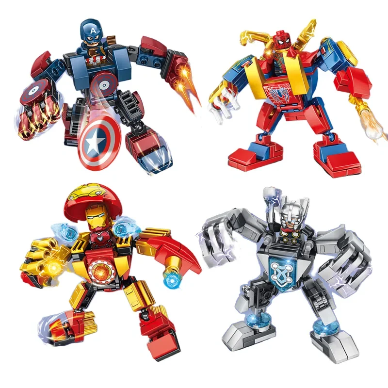 Scatola cieca Mini Marvel Building Blocks Figure Big Goblin Spiderman Iron Man Venom Captain Hawk Deadpool Technic Armor Regalo Giocattoli