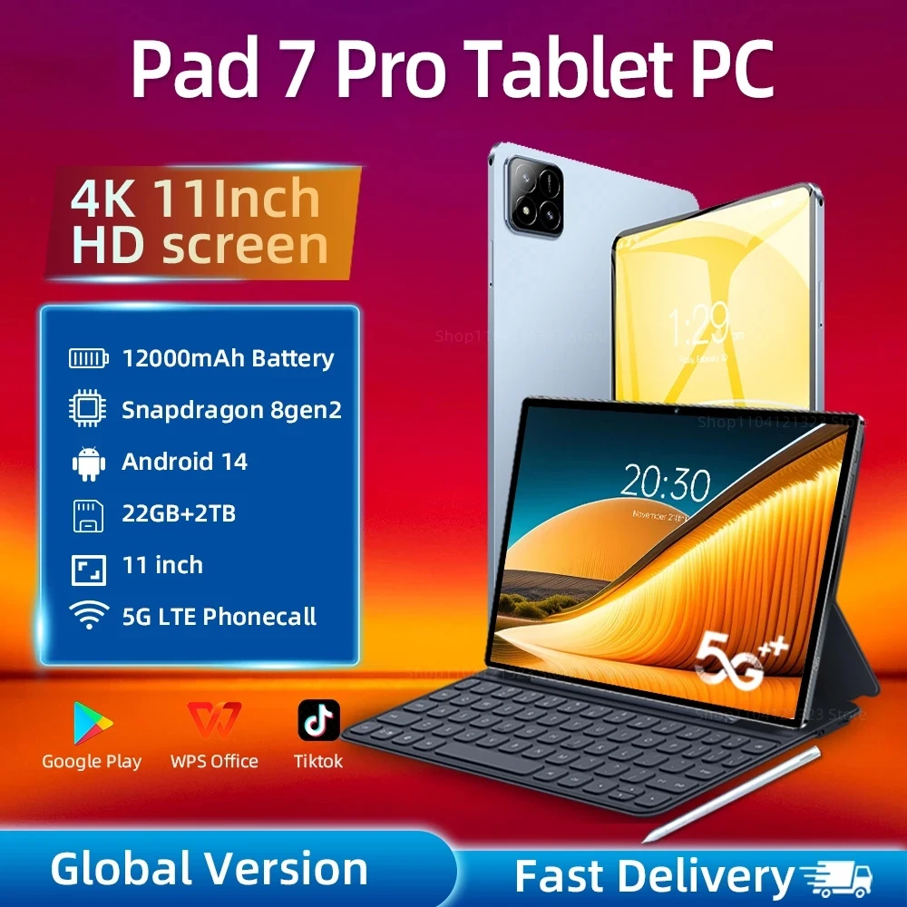 

2025NEW Tablet Pad 7 Pro Global Version Android 14 11"Inch HD 16GB+1TB 5G WIFI Dual SIM Smart Tablets pc Original with keyboard