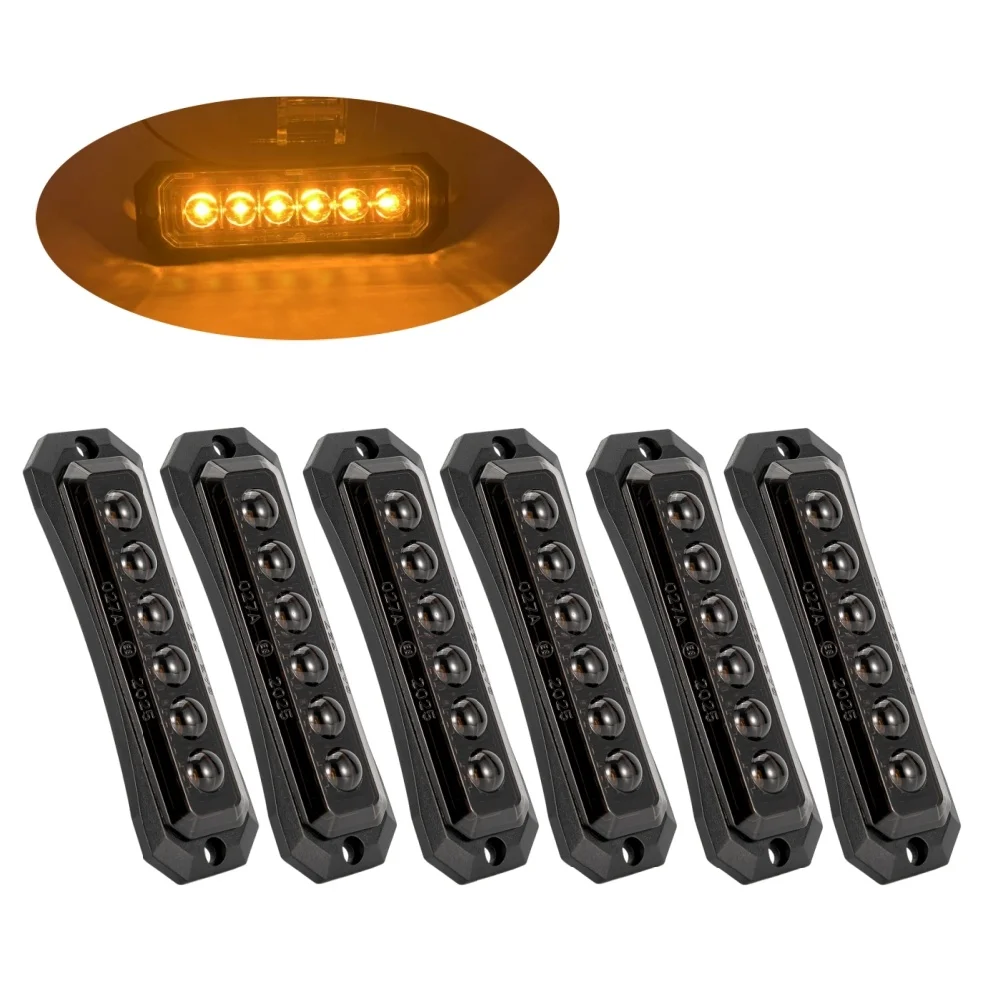 6PCS Trailer Truck Side Marker Lights 6LED Truck Side Position Lights Sealed Smoked 12v/24v Clearance LED Lights For Trucks