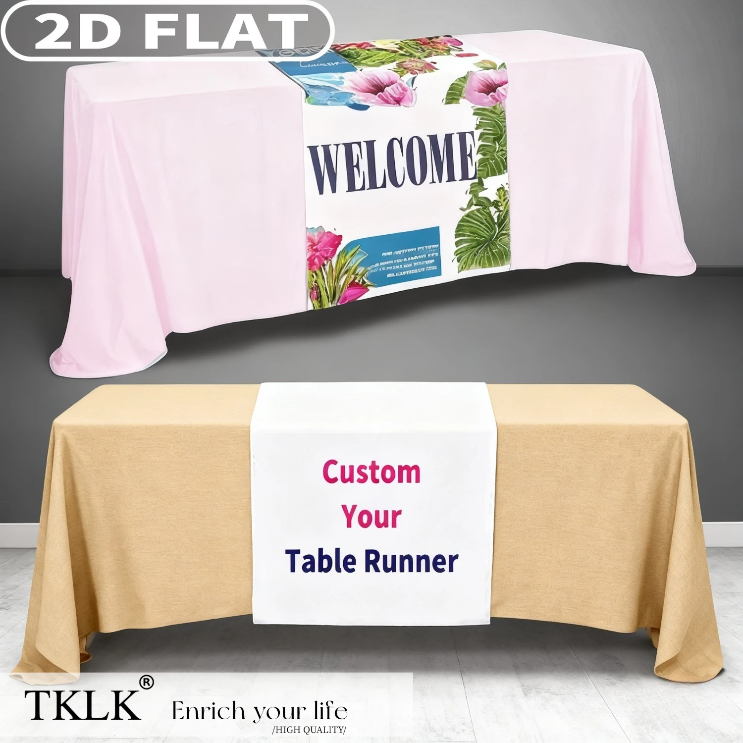 1pc Customizable Polyester Tablecloths with Commercial Logos, Personalized 'Welcome' Table Cover, for Weddings and Events