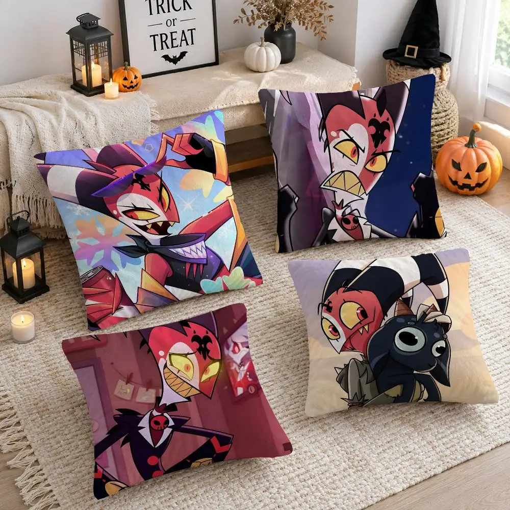 Blitzo H-Helluva Boss Cushion Cover Plush Decorative Pillow Case With Hidden Zipper Cutecore Room Decor For Home
