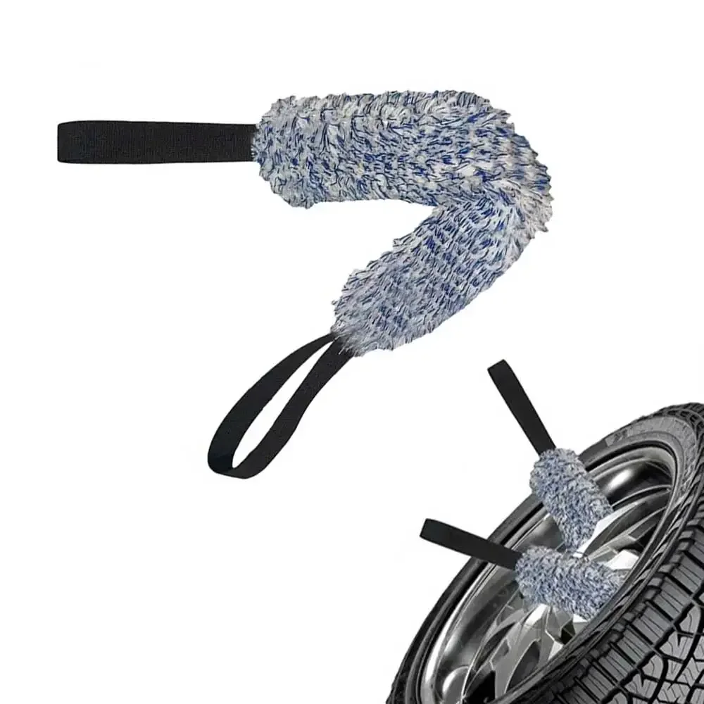 1x Car Wheel Detail Washing Towel Microfiber Car Adjustment Long Belt Soft Brush Car Double-sided Tire Clean Tool Auto Accessory