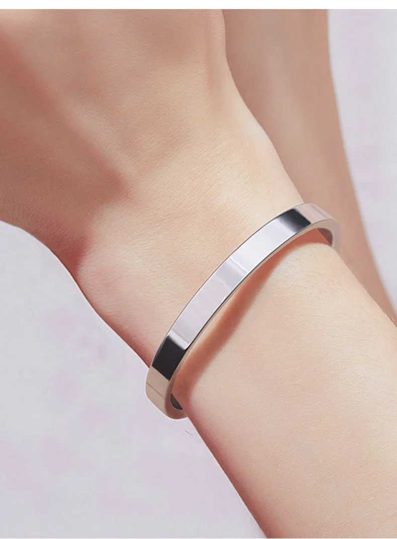 Simple C- shaped Bracelet, Personalized Fashion, Men's Stainless Steel Smooth Open Bracelet image 3