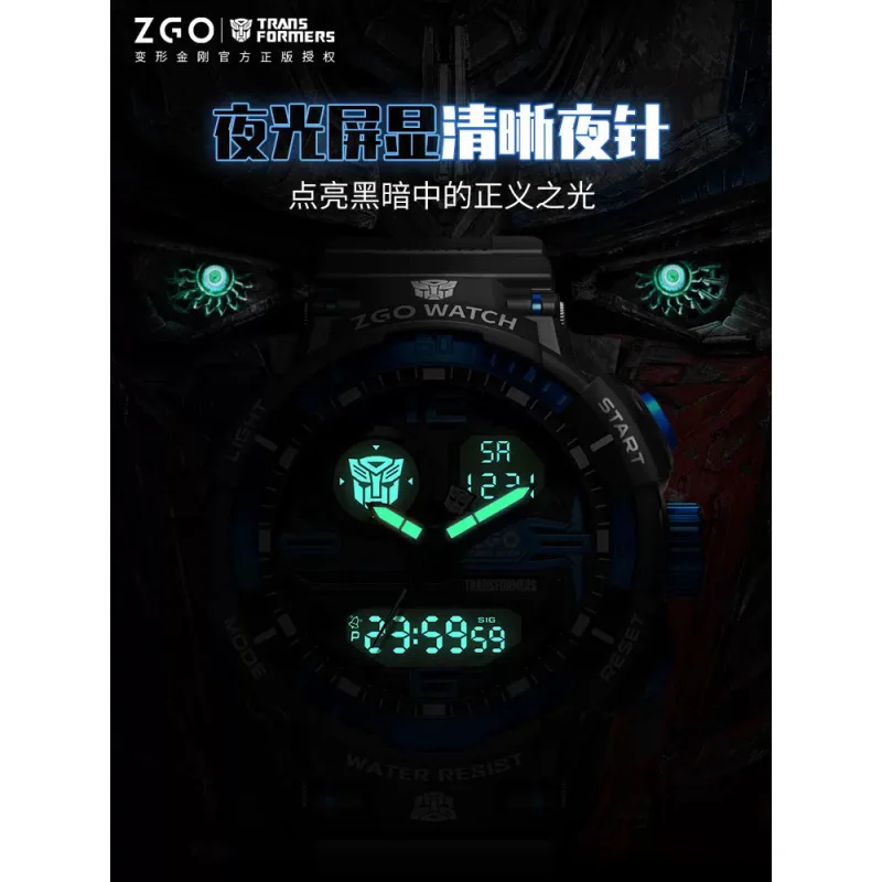 Zgo X Transformers Trẻ Em Của Đồng Hồ LED Hiển Thị Chrono Báo Động Hiển Thị Kép Đồng Hồ Sinh Viên Đồng Hồ Đeo Tay Quà Tặng Cho Trẻ Em Cậu Bé Quà Tặng 8981