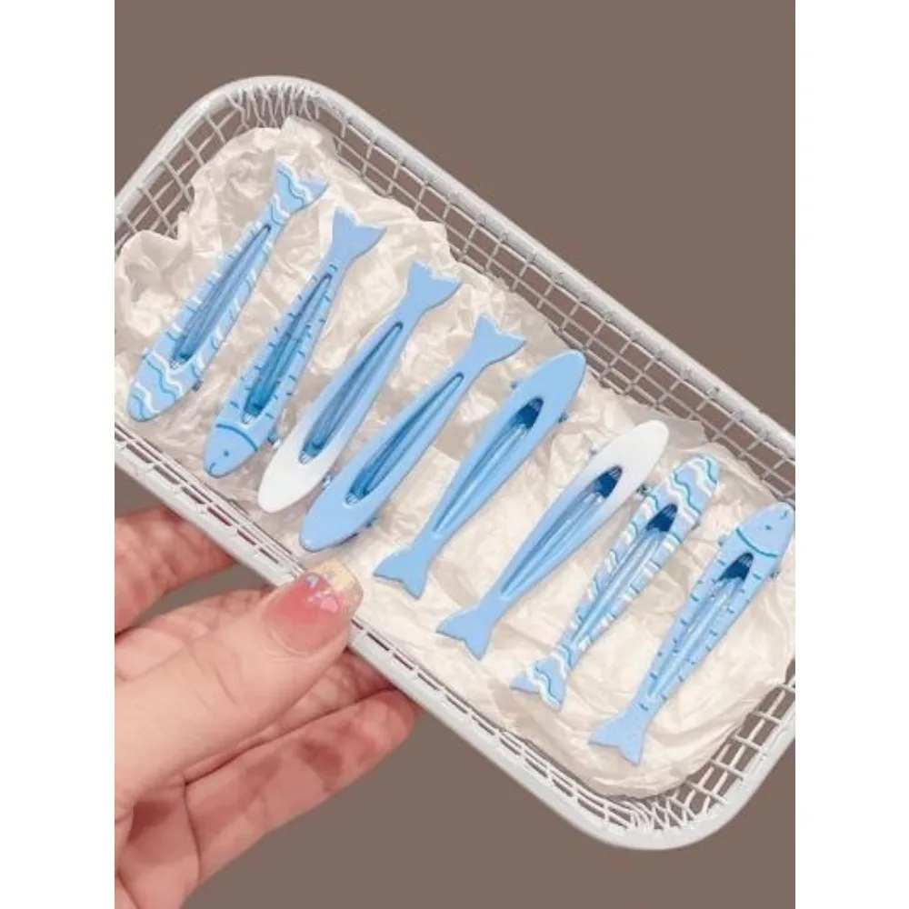 

4pcs Blue Gradient Fish Metal Hair Clips Simple Side Duckbill Clips for Kids Girls Hair Pin Accessories