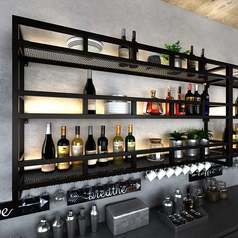Creativity Cellar Display Wine Cabinets Bar Kitchen Metal Buffet Liquor Wine Racks Wall Mounted Storage Botellero Vino Hotel