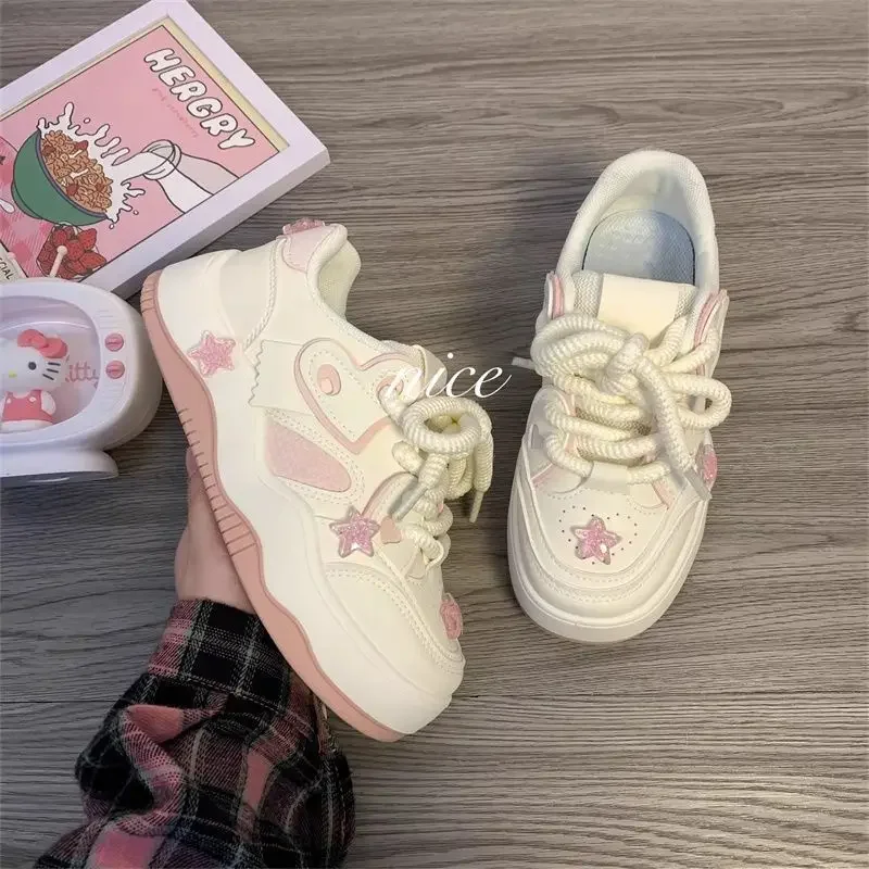 Pink Platform Female Sneakers Skateboard Kawaii Women Shoes Tennis Flats Casual Basket Korean Vulcanize Spring Summer 2024