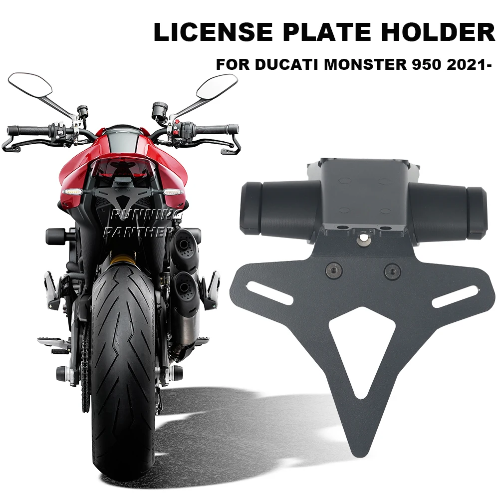 

For Ducati Monster 950 Monster950 2021-up 2022 2023 Motorcycle Rear Short Tail Stock License Plate Holder Tailstock Bracket Kit