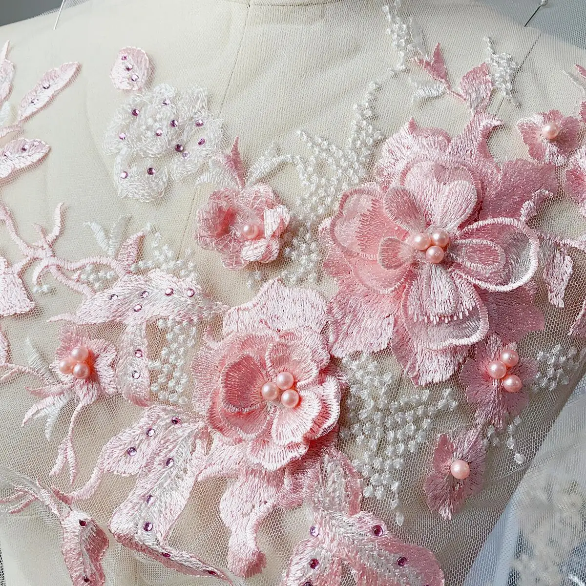 3D-gestickte Aufnäher zum Aufnähen für Kleidung, Blumen-Spitzen-Aufnäher, Hochzeit, Party, Kleid, Brautkleid, Stoffapplikationen, DIY-Reparatur – Detail 6