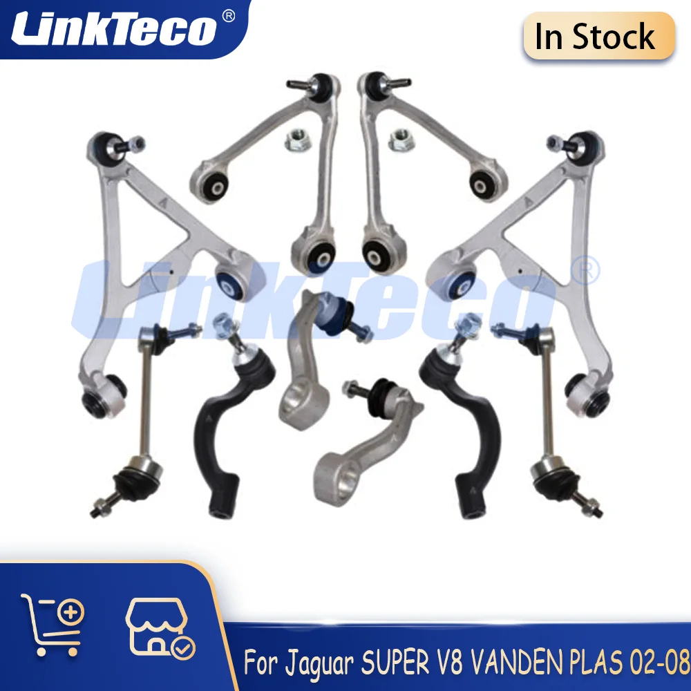 10-Piece Kit Front Upper Front Lower & Rear Control Arms Tie Rods And Links Fit 4.2 L For Jaguar SUPER V8 VANDEN PLAS 02-08